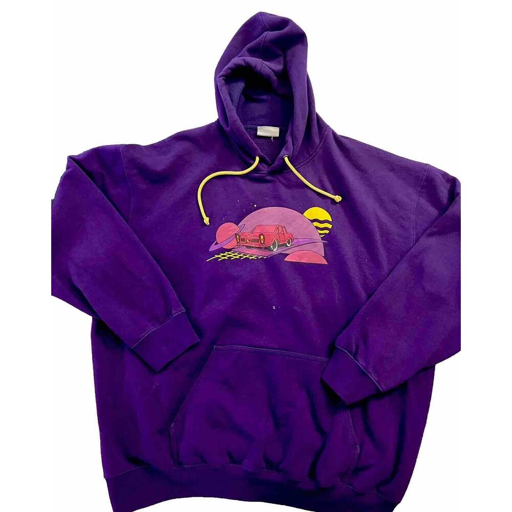 Five Hills Purple Quackity Night Drive Hoodie Sweatshirt Mens Size 3XL